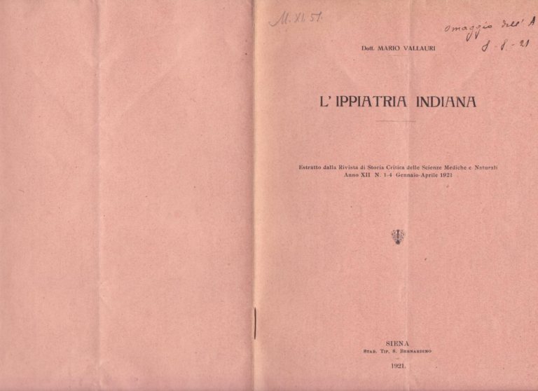 L'ippiatria indiana - Mario Vallauri (1921)